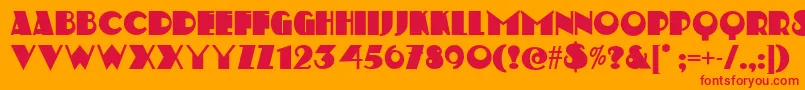 StravinskiDeco Font – Red Fonts on Orange Background