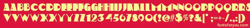 StravinskiDeco Font – Yellow Fonts on Red Background