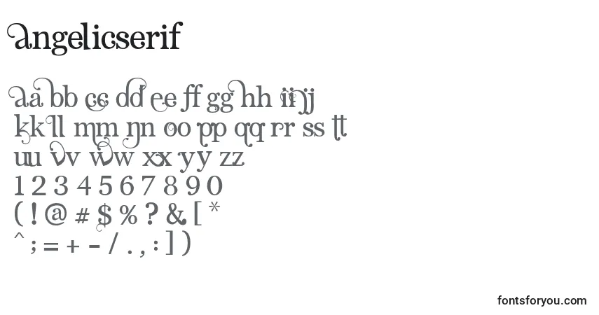 Schriftart AngelicSerif – Alphabet, Zahlen, spezielle Symbole