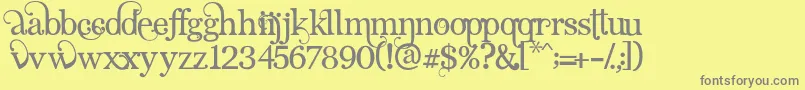 AngelicSerif-fontti – harmaat kirjasimet keltaisella taustalla
