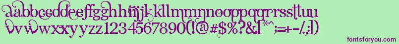 フォントAngelicSerif – 緑の背景に紫のフォント