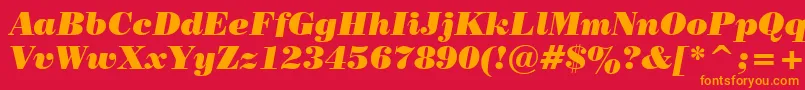 PosterBodoniItalicBt Font – Orange Fonts on Red Background