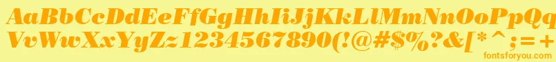 PosterBodoniItalicBt Font – Orange Fonts on Yellow Background