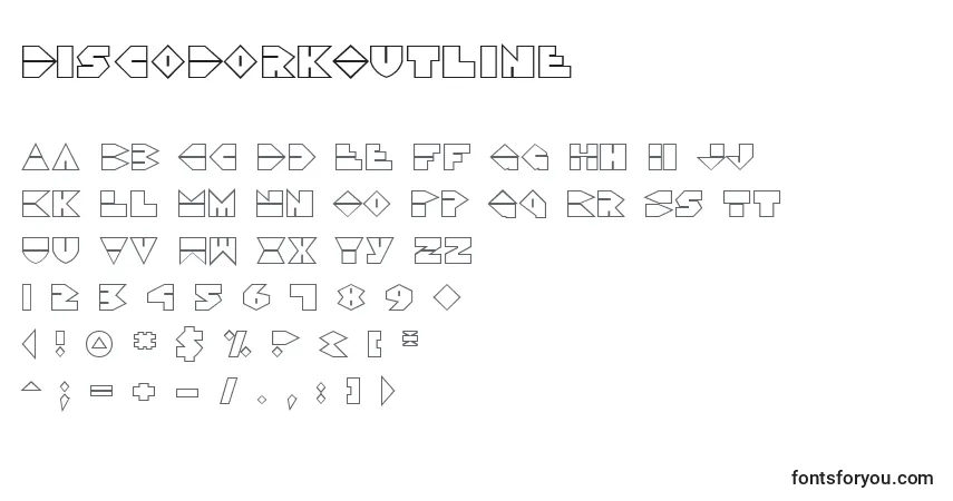 Fuente DiscoDorkOutline - alfabeto, números, caracteres especiales