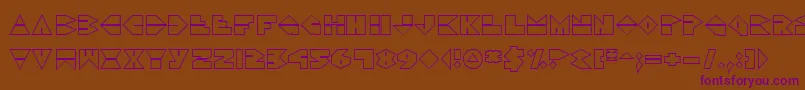 DiscoDorkOutline-Schriftart – Violette Schriften auf braunem Hintergrund