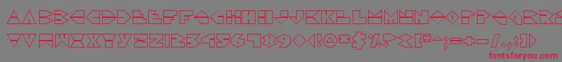フォントDiscoDorkOutline – 赤い文字の灰色の背景