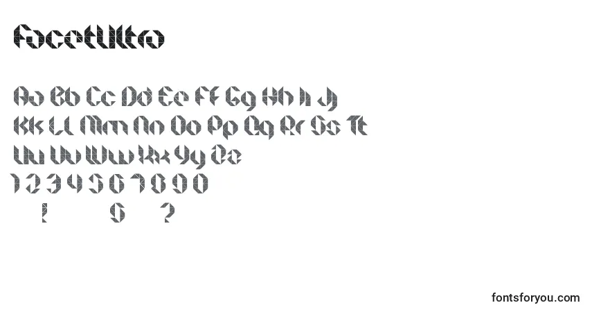 Czcionka FacetUltra – alfabet, cyfry, specjalne znaki