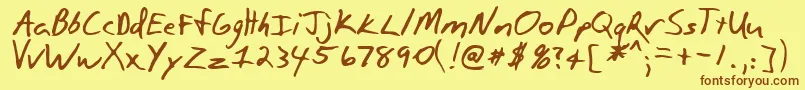 PaulsonRegularフォントについての詳細 フォントPaulsonRegular – 茶色の文字が黄色の背景にあります。