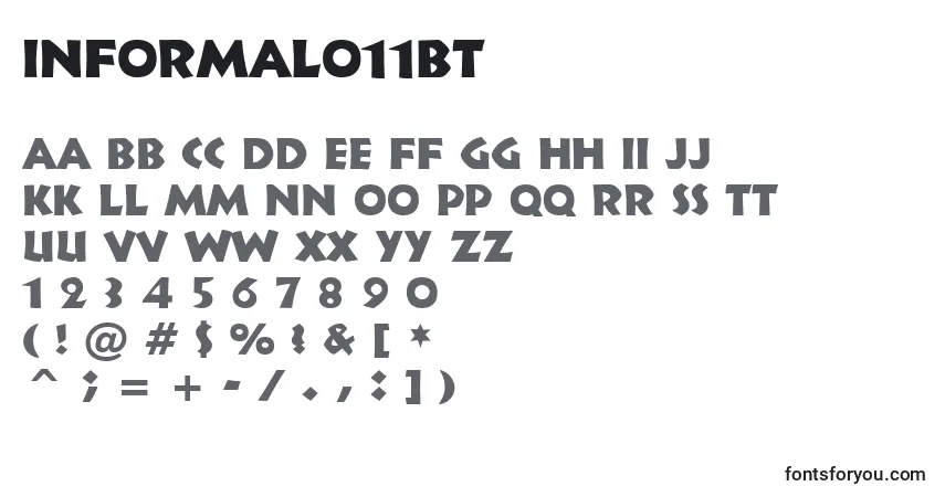 A fonte Informal011Bt – alfabeto, números, caracteres especiais