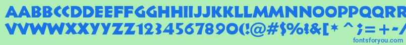 Informal011Bt-Schriftart – Blaue Schriften auf grünem Hintergrund