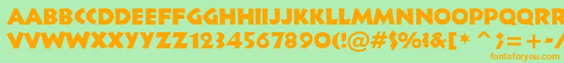 フォントInformal011Bt – オレンジの文字が緑の背景にあります。