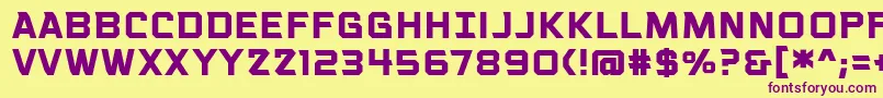 VoiceactivatedcapsbbBold Font – Purple Fonts on Yellow Background