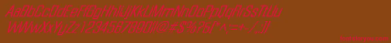 フォントFacetXxitalicRegular – 赤い文字が茶色の背景にあります。