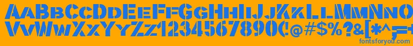 Stencilla-Schriftart – Blaue Schriften auf orangefarbenem Hintergrund