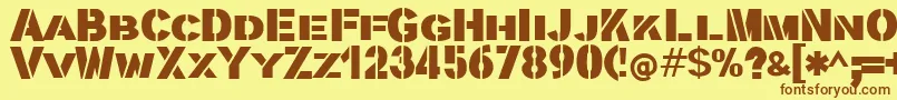 Stencilla Font – Brown Fonts on Yellow Background