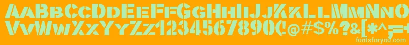 Stencilla Font – Green Fonts on Orange Background