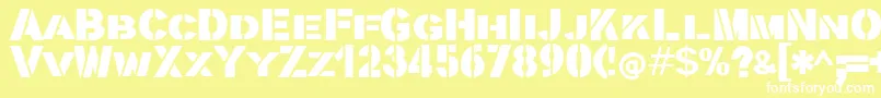 Stencilla Font – White Fonts on Yellow Background