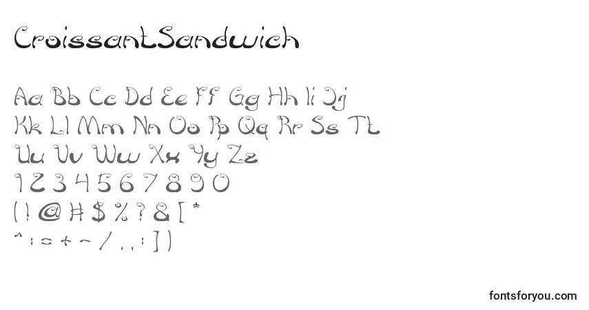 Schriftart CroissantSandwich – Alphabet, Zahlen, spezielle Symbole