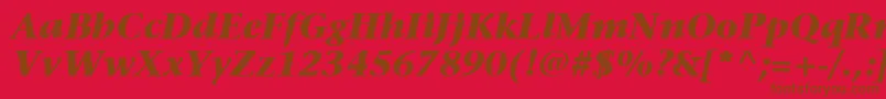ItcStoneSerifLtBoldItalic-Schriftart – Braune Schriften auf rotem Hintergrund