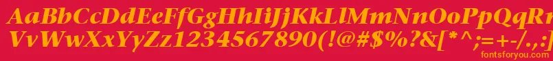 ItcStoneSerifLtBoldItalic-fontti – oranssit fontit punaisella taustalla