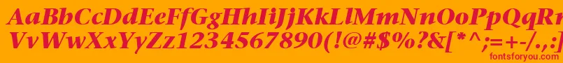 Fonte ItcStoneSerifLtBoldItalic – fontes vermelhas em um fundo laranja