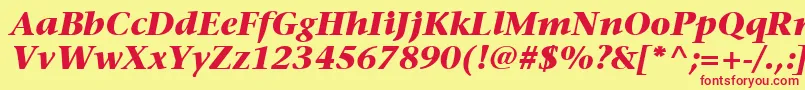 Fonte ItcStoneSerifLtBoldItalic – fontes vermelhas em um fundo amarelo