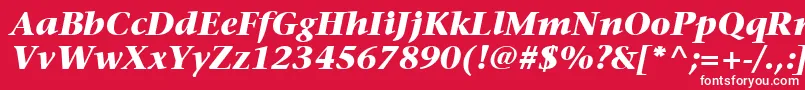 ItcStoneSerifLtBoldItalic-fontti – valkoiset fontit punaisella taustalla