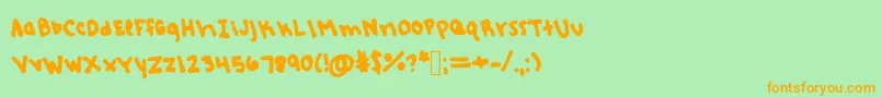Rebeccashandwriting Font – Orange Fonts on Green Background