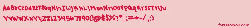 Rebeccashandwriting Font – Red Fonts on Pink Background