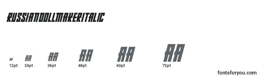 RussianDollmakerItalic Font Sizes