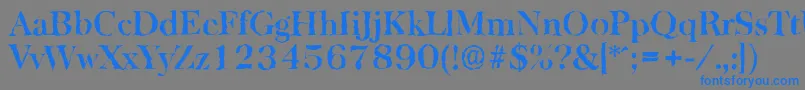 BaskervillerandomBold-Schriftart – Blaue Schriften auf grauem Hintergrund