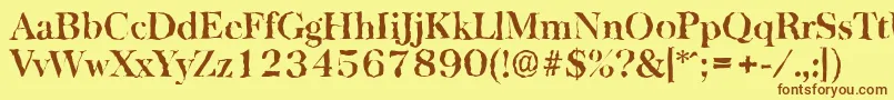 フォントBaskervillerandomBold – 茶色の文字が黄色の背景にあります。