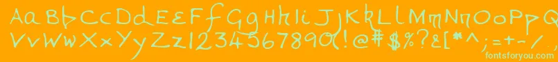 Lehn268-Schriftart – Grüne Schriften auf orangefarbenem Hintergrund