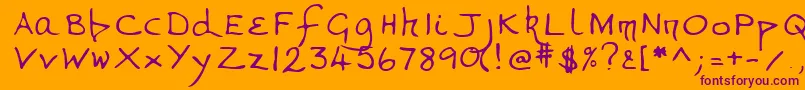 Lehn268-Schriftart – Violette Schriften auf orangefarbenem Hintergrund