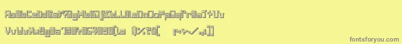 Fonte IndiaSnakePixelLabyrinthGame3D – fontes cinzas em um fundo amarelo