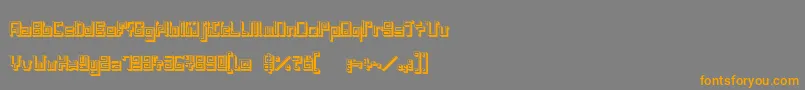 フォントIndiaSnakePixelLabyrinthGame3D – オレンジの文字は灰色の背景にあります。