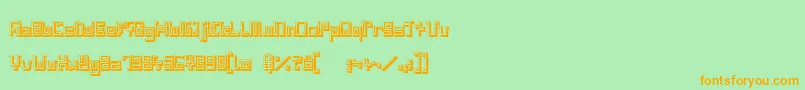 IndiaSnakePixelLabyrinthGame3D-Schriftart – Orangefarbene Schriften auf grünem Hintergrund