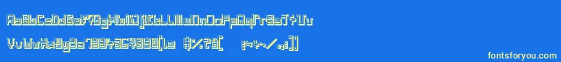 Czcionka IndiaSnakePixelLabyrinthGame3D – żółte czcionki na niebieskim tle