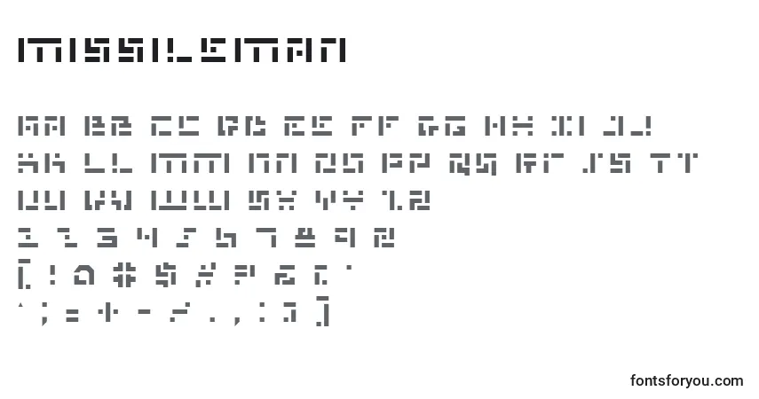 Czcionka MissileMan – alfabet, cyfry, specjalne znaki