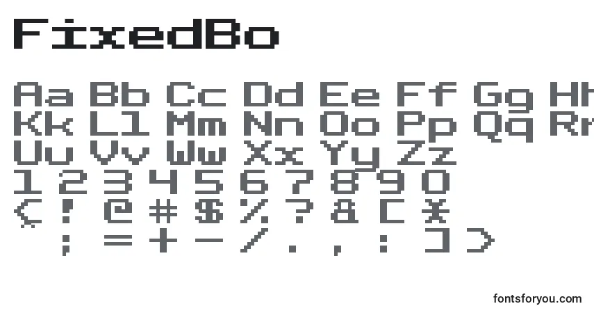 FixedBo-fontti – aakkoset, numerot, erikoismerkit