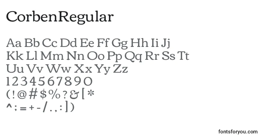 CorbenRegularフォント–アルファベット、数字、特殊文字