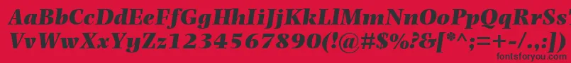 フォントPhotinaMtUltraBoldItalic – 赤い背景に黒い文字