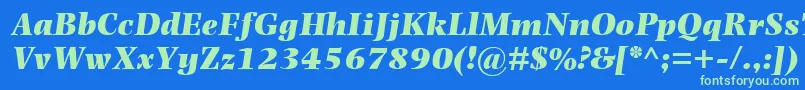 PhotinaMtUltraBoldItalic Font – Green Fonts on Blue Background