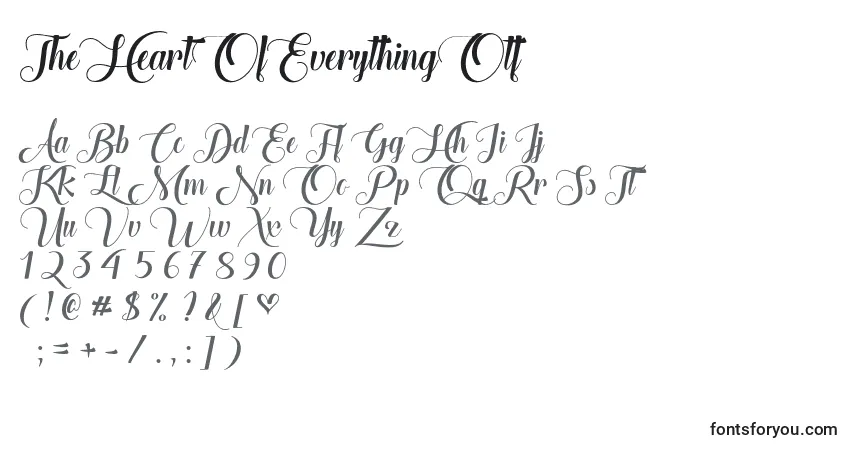 Czcionka TheHeartOfEverythingOtf – alfabet, cyfry, specjalne znaki