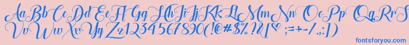 TheHeartOfEverythingOtf Font – Blue Fonts on Pink Background