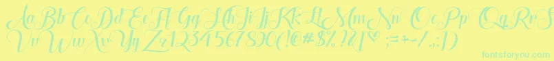 TheHeartOfEverythingOtf Font – Green Fonts on Yellow Background