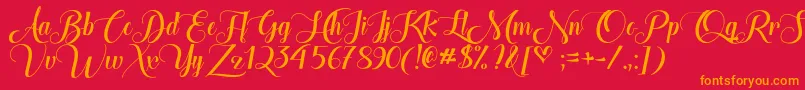 TheHeartOfEverythingOtf Font – Orange Fonts on Red Background