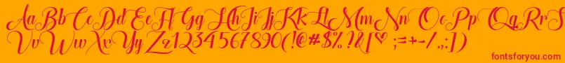 TheHeartOfEverythingOtf Font – Red Fonts on Orange Background