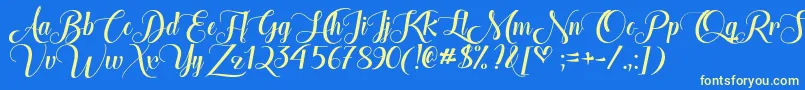 TheHeartOfEverythingOtf Font – Yellow Fonts on Blue Background