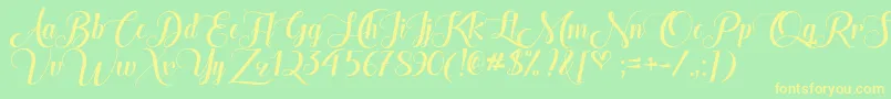 TheHeartOfEverythingOtf Font – Yellow Fonts on Green Background